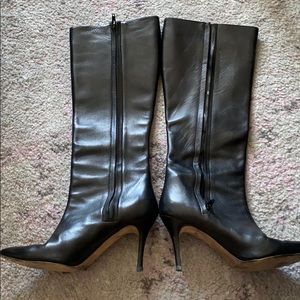 Manolo Blahnik High heel leather boots.